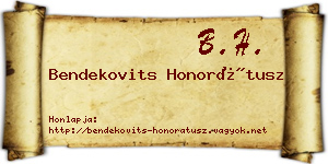 Bendekovits Honorátusz névjegykártya